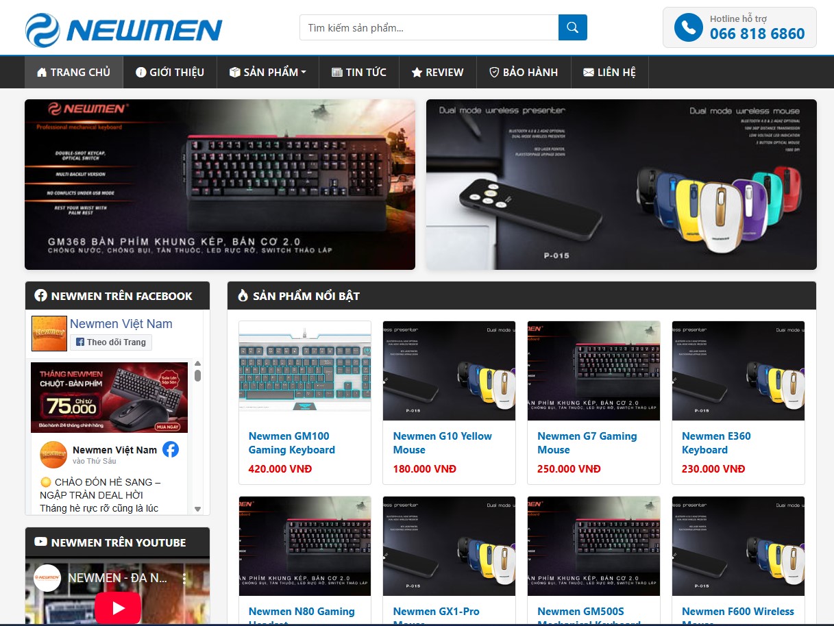 Thiết kế website gaming gear Newmen – Website nhà phân phối