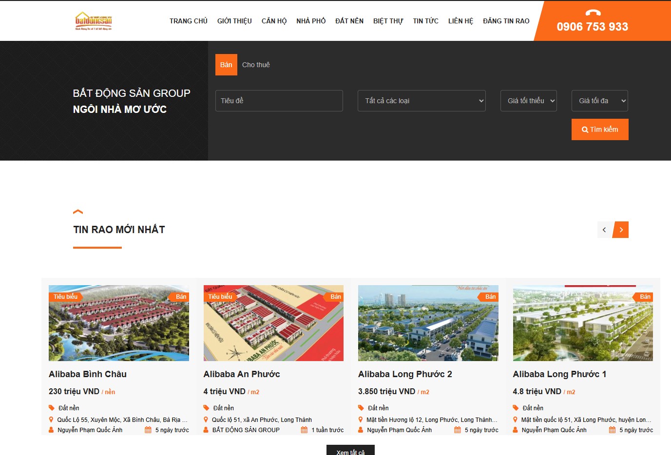 Bất động sản group – Website rao tin bất động sản