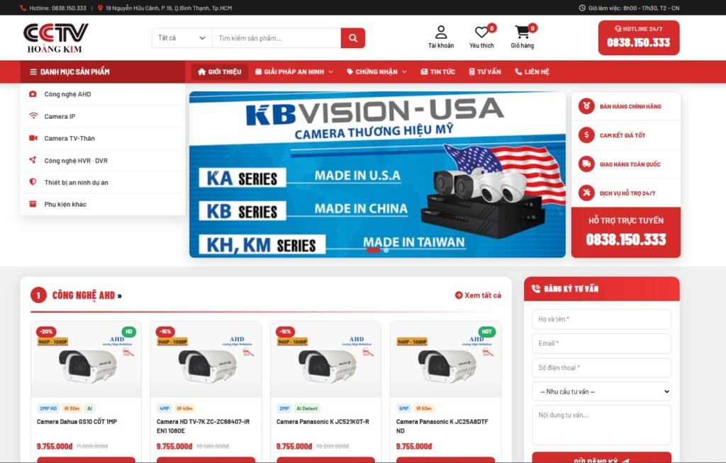 Thiết kế website camera CCTV Hoàng Kim