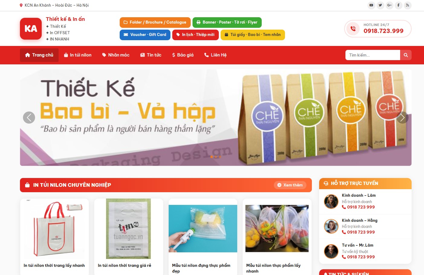 Thiết kế website in ấn bao bì Khánh Ánh