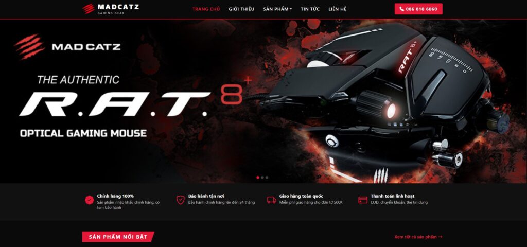 Thiết kế website gaming gear Madcatz – Website nhà phân phối