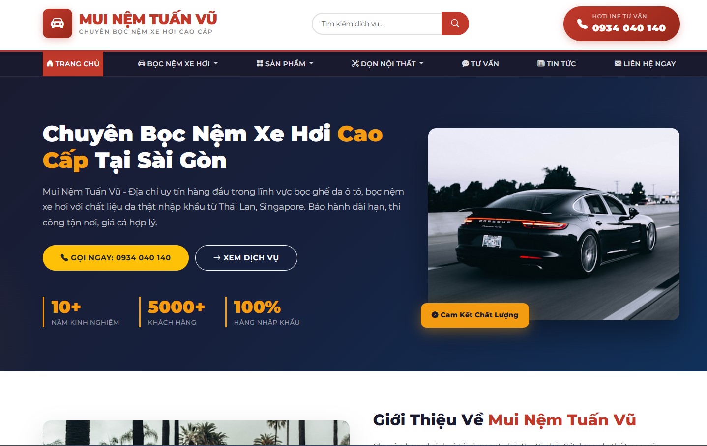 Thiết kế website Mui Nệm Tuấn Vũ – Chuyên bọc nệm xe hơi cao cấp