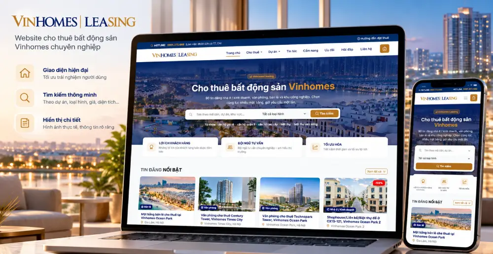 Thiết kế website Vinhomes Leasing cho thuê bất động sản