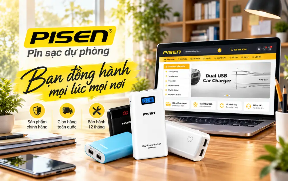 Thiết kế website bán phụ kiện điện thoại PISEN Việt Nam