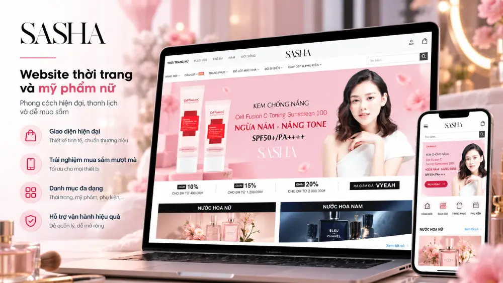 Thiết kế website thời trang Sasha